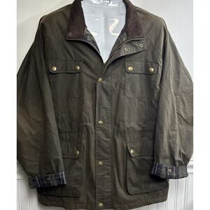 JACK MURPHY Green Wax Jacket Mens 56 / 3XL Full Zip Corduroy Collar Ireland